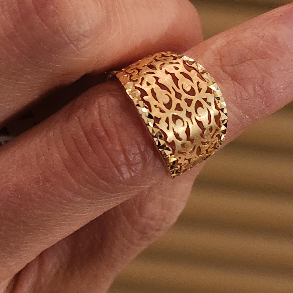 Sterling Silver 14K Gold-Plated Filigree Band Ring - Gold - Picture 2 of 2